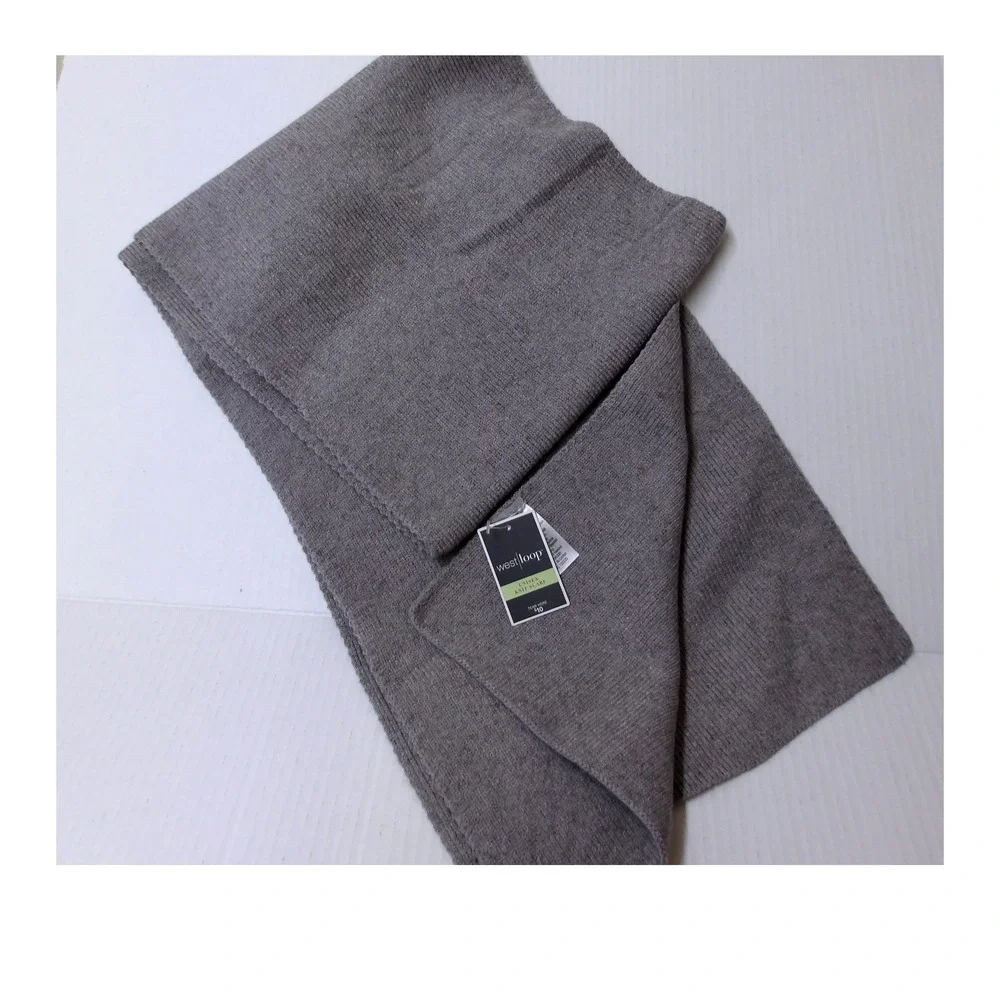 West and Loop Warm and Cosy Gray Ribbed Knit Scarf 12